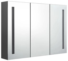 326527 vidaXL Dulap de baie cu oglindă și LED, gri, 89x14x62 cm