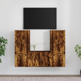 3188747 vidaXL Set dulapuri TV, 3 piese, stejar fumuriu, lemn prelucrat