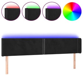 3123152 vidaXL Tăblie de pat cu LED, negru, 163x16x78/88 cm, catifea
