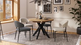 Mazzoni RENZO Stejar Wotan/picior negru - MASĂ ROTUNDĂ Ø110 EXTENSIBILĂ PÂNĂ LA 180 cm | PENTRU BUCĂTĂRIE SUFRAGERIE LIVING RETRO