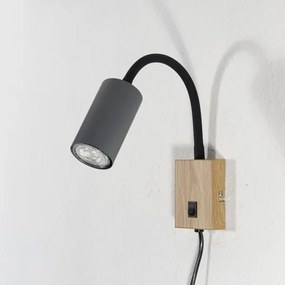 Lampă de perete flexibilă ROBBY 1xGU10/25W/230V neagră/maro Globo 57911WG