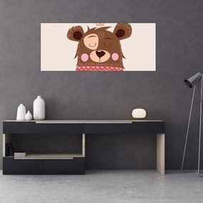 Tablou - Teddy ursuleț cu eșarfă roșie (120x50 cm)