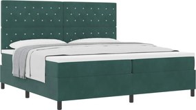 vidaXL Pat cu arcuri cu saltea Verde închis 200 x 200 cm Catifea