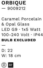 Aplica baie protectie IP44, Portelan, Caramel, ORBIQUE 22cm
