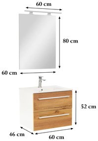 Mobilier complet de baie Vario Clam 60, stejar alb