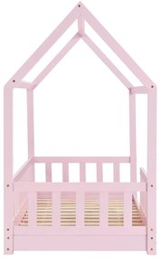 Pat pentru copii Marli 80 x 160 cm cu cadru cu lamele roz