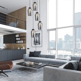 Lustra cu 5 pendule design modern Nora negru/ marmura neagra