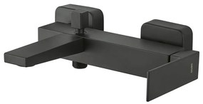 Baterie negru-mat pentru cadă cu montare pe perete (2 ieșiri) Latus – Sapho