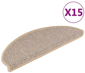vidaXL Covorașe scări autoadezive 15 buc. bej deschis 65x21x4cm sisal