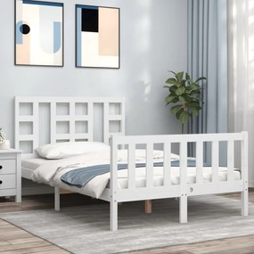 3191967 vidaXL Cadru de pat cu tăblie, alb, 120x200 cm, lemn masiv