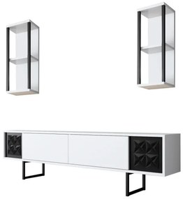 Set de mobilier pentru living Black, Alb- Negru