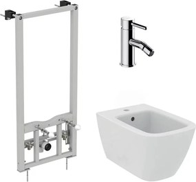 Pachet rama instalare Ideal Standard ProSys, bideu suspendat Ideal Standard I.life B alb si baterie bideu Omnires Y crom