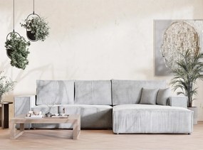 Colțar gri deschis extensibil/cu spațiu de depozitare cu tapițerie din chenille (cu colț pe partea dreaptă/cu șezlong) Maze – Maison de Rêve