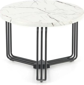 Masuta cafea ANTICA M, alb cu efect de marmura/negru, 55x55x41 cm