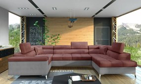 Canapea modulara, tapitata, extensibila, cu spatiu pentru depozitare, Thiago R01, Eltap (Culoare: Bleumarin / Gri deschis)