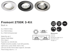 Set de 3 spoturi LED dimabile incastrabile Fremont otel 2700K 47580132 NL