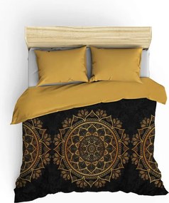 Lenjerie de pat dubla Super King (FR), 3 piese, L'essentiel Maison, Alvina, Aur/Negru