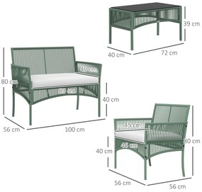 Outsunny Set de Mobilier pentru Curte, Verde Inchis