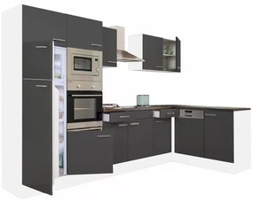 Dulap de bucătărie de colț Yorki 340, corp alb, cu față antracit satinat