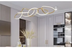 Lustra Pendul LED Cu Telecomandă, 3 Tipuri De Lumină, Înălțime Reglabilă, 119W, Gold