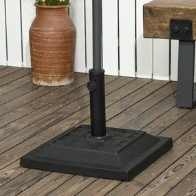 Outsunny Baza penru Umbrela de Gradina din Rasina  Greutate 12 kg pentru Stalpi Ø32-38-48 mm, 44x44x33 cm,Neagra | AOSOM RO