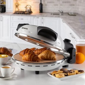 Cuptor electric pentru pizza Ariete "Pizza in 4 minute" 0918/00, 1200W, 32 cm, Pana la 400°C, 5 trepte, Placa de piatra, Acoperire antiaderenta, Alb