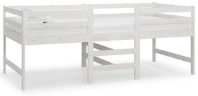 806976 vidaXL Pat înălțime medie, alb, 90x200 cm, lemn masiv de pin