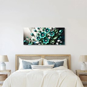 Tablou - Flori turcoaz 3D (120x50 cm)