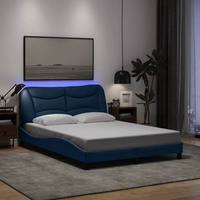 vidaXL Cadru de pat cu LED fără saltea Albastru 120x200 cm Material