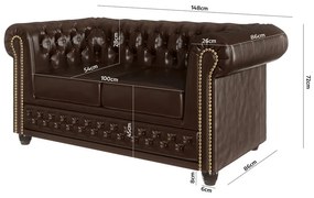 Canapea maro închis extensibilă cu tapițerie din imitație de piele 148 cm York – Ropez