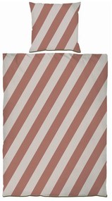 Lenjerie de pat cărămizie/bej din bumbac satinat pentru pat de o persoană 140x200 cm Diagonal – Mette Ditmer Denmark