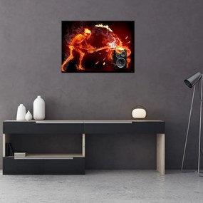 Tablou pe sticlă - Muzica în flăcări (70x50 cm)