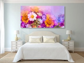 Tablou pictură în ulei a florilor colorate