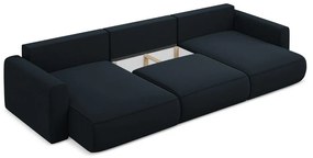 Colțar albastru închis extensibil/cu spațiu de depozitare cu tapițerie din catifea (în formă de "U") Kapua – Makamii