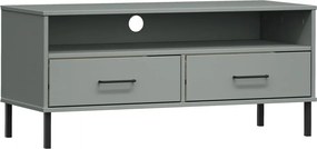 vidaXL Comodă TV cu picioare metalice „OSLO”, gri, lemn masiv pin