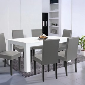 Set de masă Leon 6+1 alb-gri