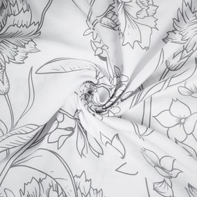 Lenjerie de pat Matex Satin Flori gri , 140 x 200cm, 70 x 90 cm