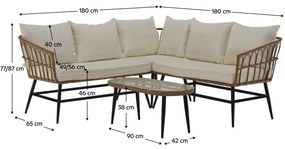 Set mobilier de grădină Arala (natural + bej + negru) (pentru 4 persoane). 1116234