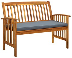 vidaXL Bancă de grădină cu perne, 119 cm, lemn masiv de acacia