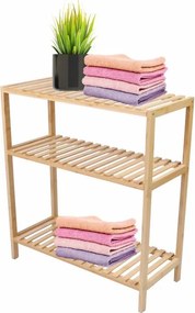 Raft din bambus, 3 polițe, 60 x 26 x 66 cm