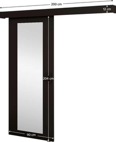 Uşă glisantă cu oglindă, negru/negru/negru, BERI 90 2