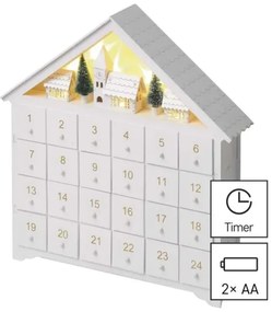 Calendar LED de Advent 8xLED/2xAA alb