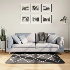 vidaXL Covor pufos &quot;PAMPLONA&quot; fire înalte negru/crem modern 120x120 cm