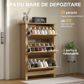HOMCOM Dulap Slim pentru 18 Pantofi, 3 Sertare cu 2 Rafturi Reglabile Alb | Aosom Romania
