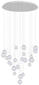 Lustra LED design casa scarii cu 24 pendule suspendate ZOE crom P0386 MX
