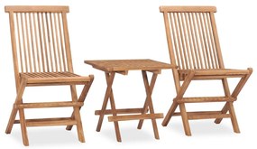 Set mobilier de exterior pliabil, 3 piese, lemn masiv tec Patrat, 3