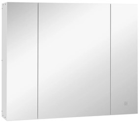 kleankin Dulap pentru baie cu oglindă Lumini LED Rafturi reglabile și USB Stil modern 90x15x75 cm Alb | Aosom Romania