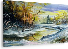 Tablou - Râu de iarnă, pictură în ulei (90x60 cm)