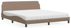 vidaXL Pat cu saltea, cappuccino, 180x200cm piele ecologică