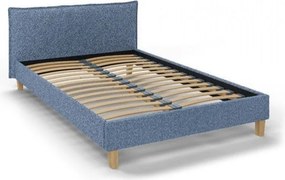 Pat matrimonial albastru cu tăblie și somieră 140x200 cm Tina – Ropez